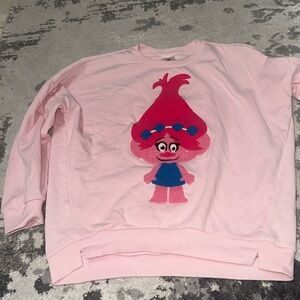 Trolls poppy short sleeve baby pink long sleeve sweatshirt